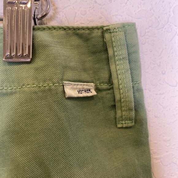 Mother The Shaker Chop Crop Hedge Green Pants Cotton Linen EUC Sz 27 - Picture 5 of 16
